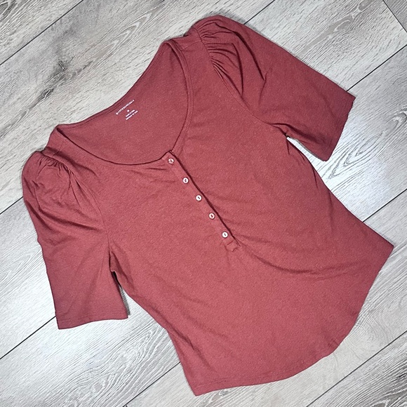 Anthropologie Puff Sleeve Henley Top - Picture 5 of 14